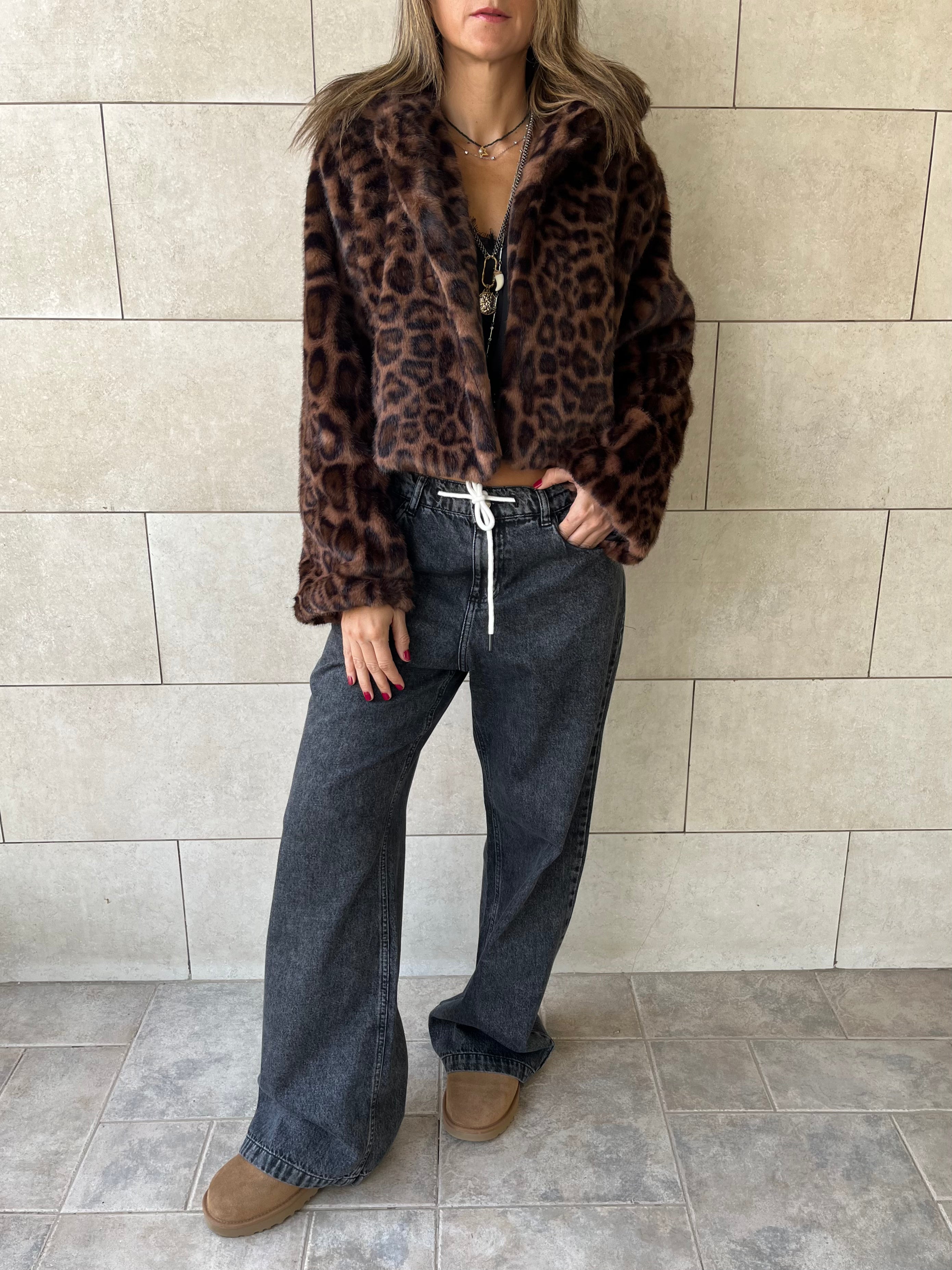 Brown Leopard Fur Jacket