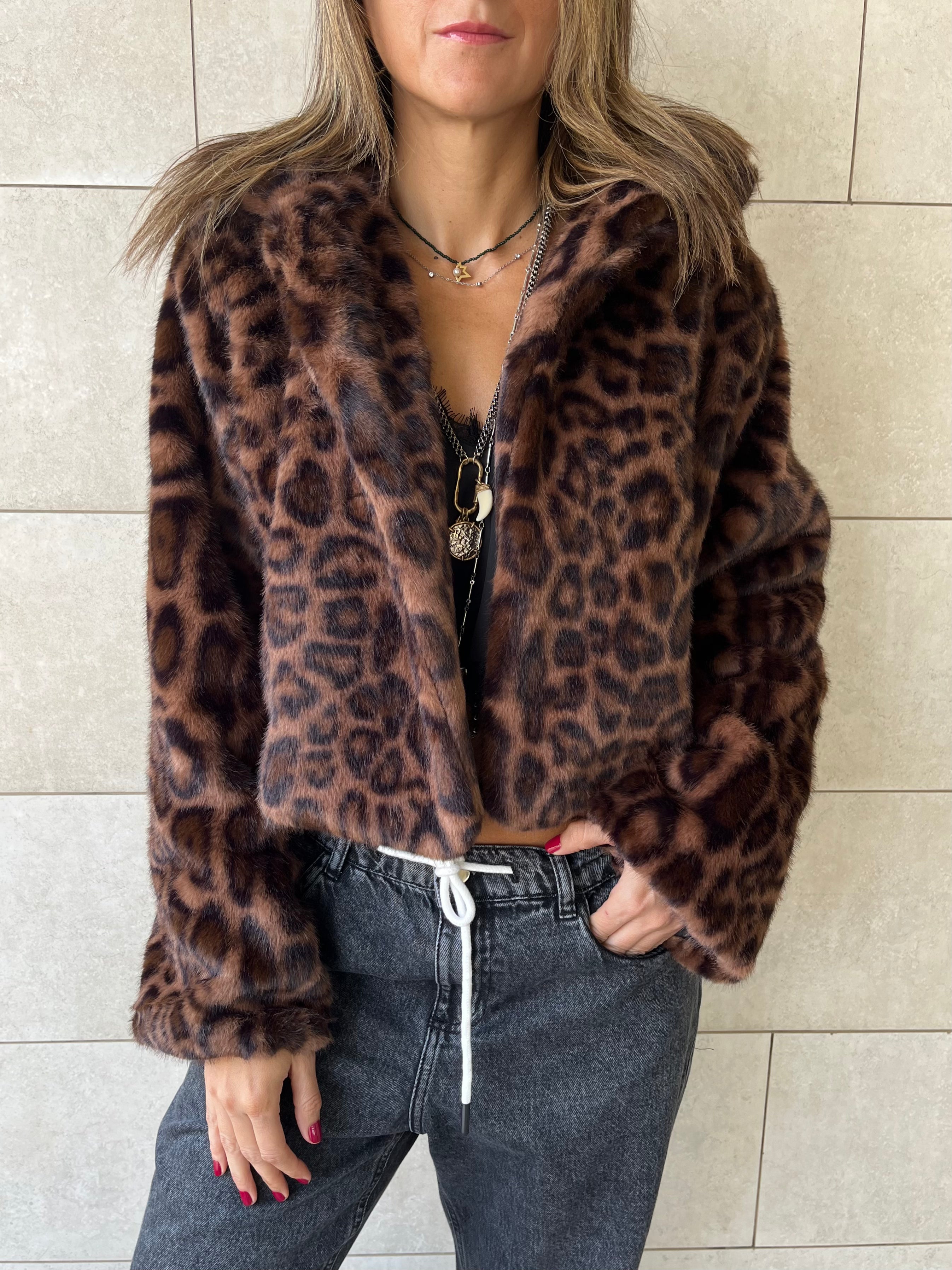 Brown Leopard Fur Jacket