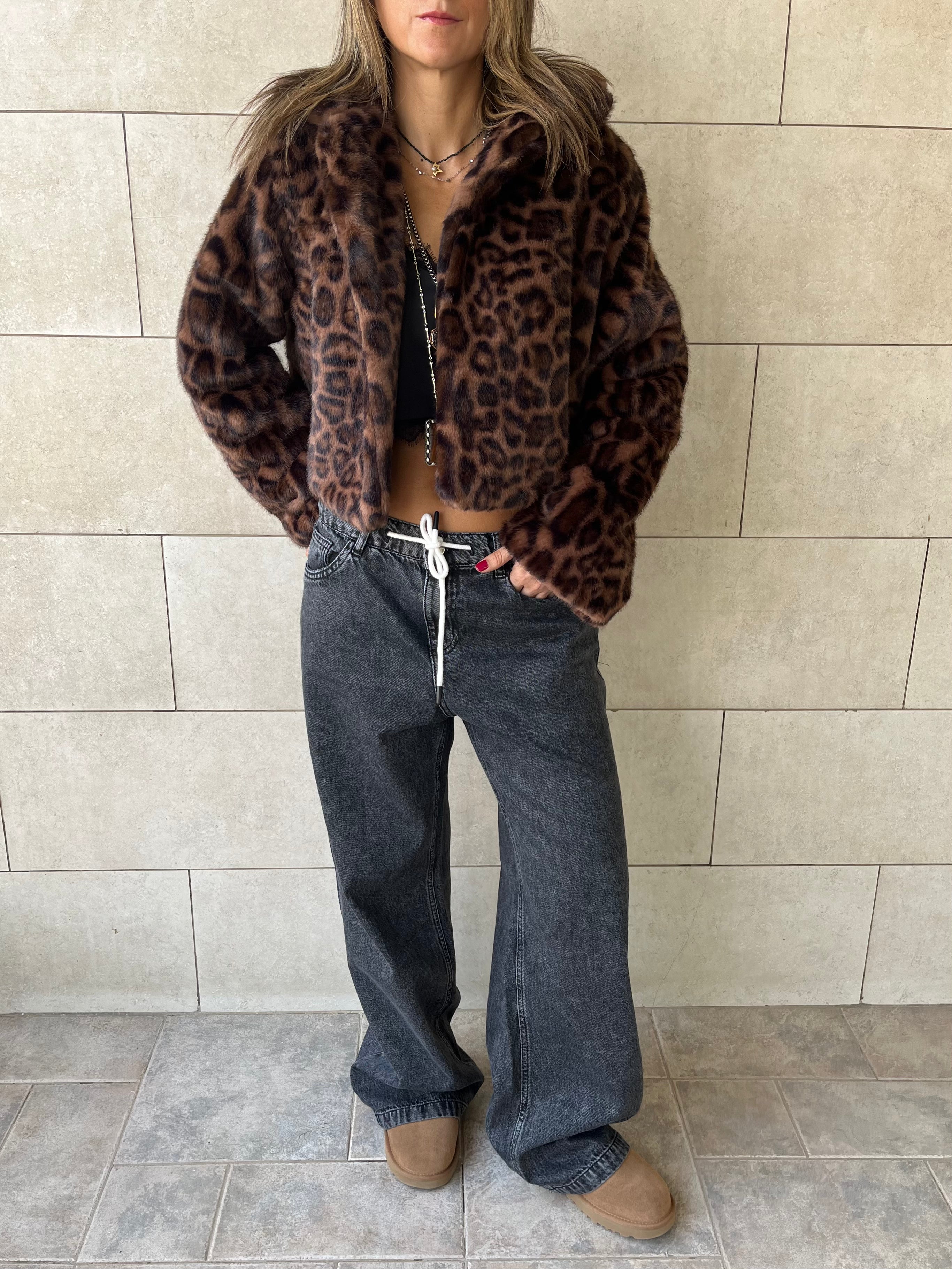 Brown Leopard Fur Jacket