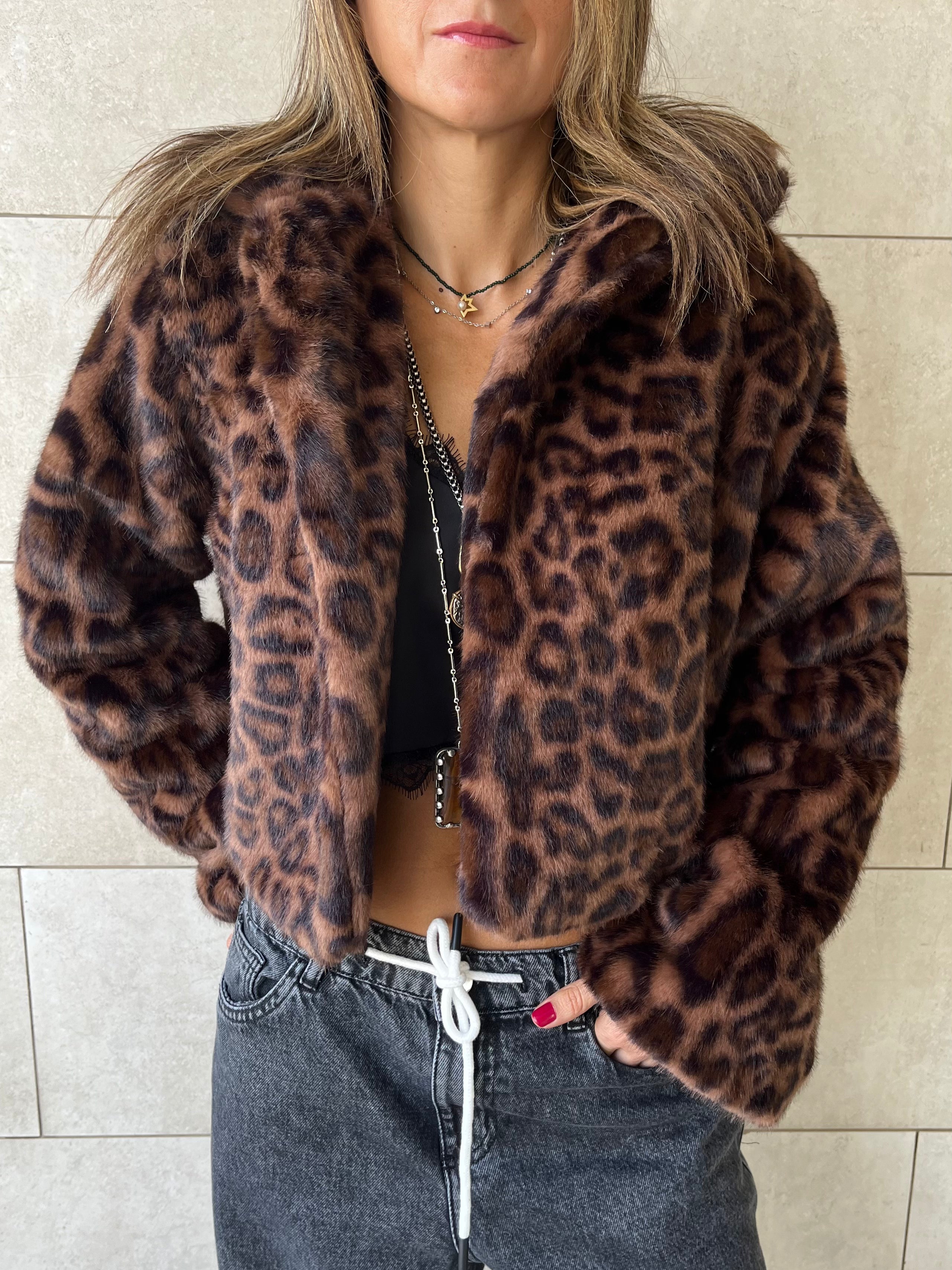 Brown Leopard Fur Jacket