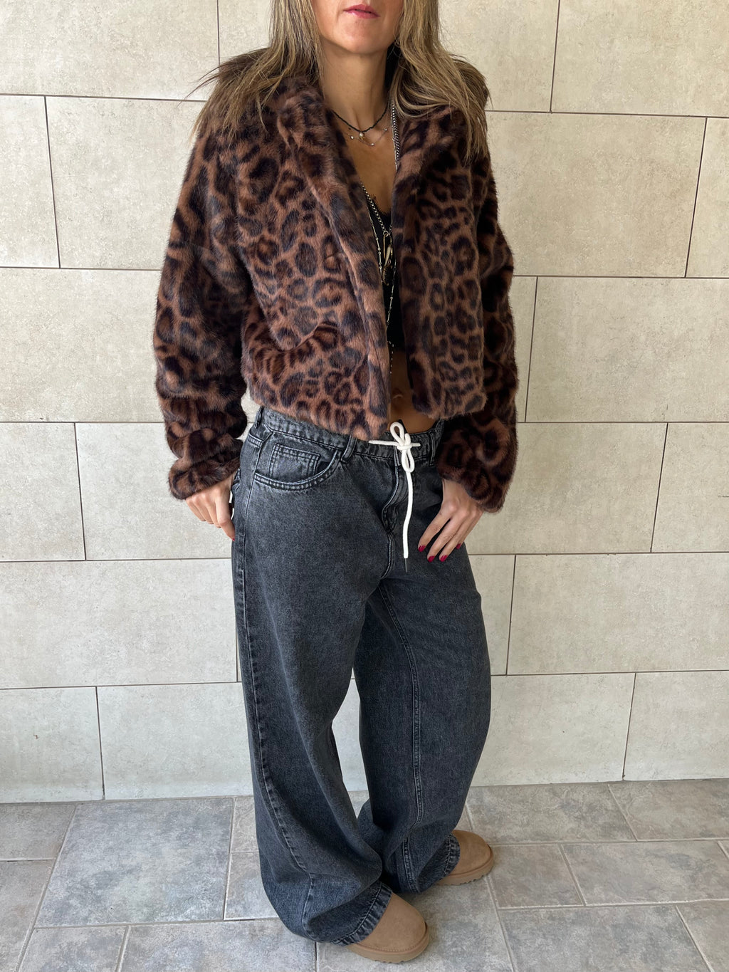 Brown Leopard Fur Jacket