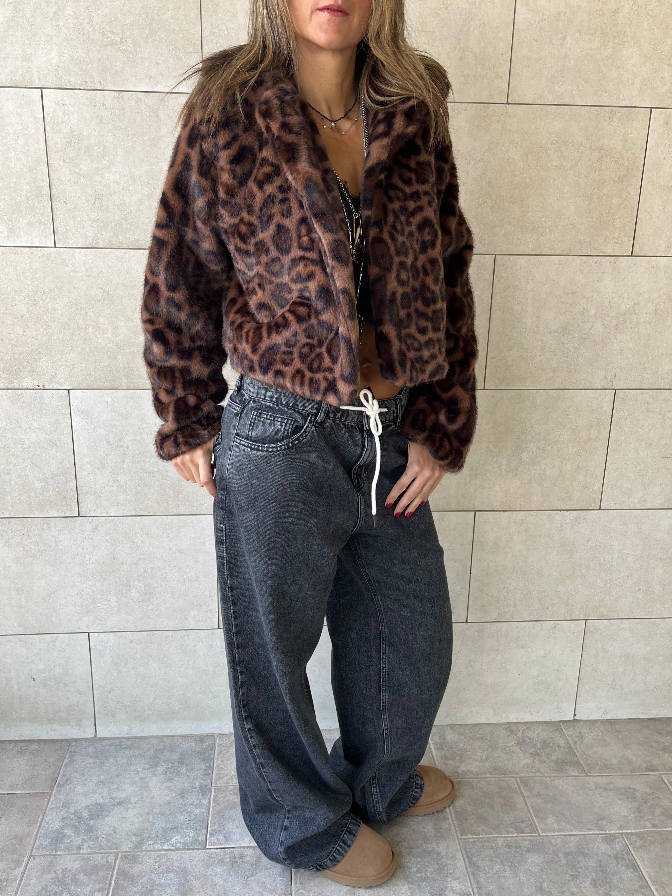 Brown Leopard Fur Jacket