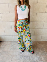 Lemon Print Linen Pants