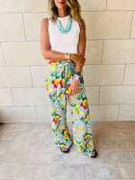 Lemon Print Linen Pants