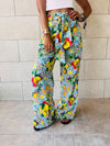 Lemon Print Linen Pants