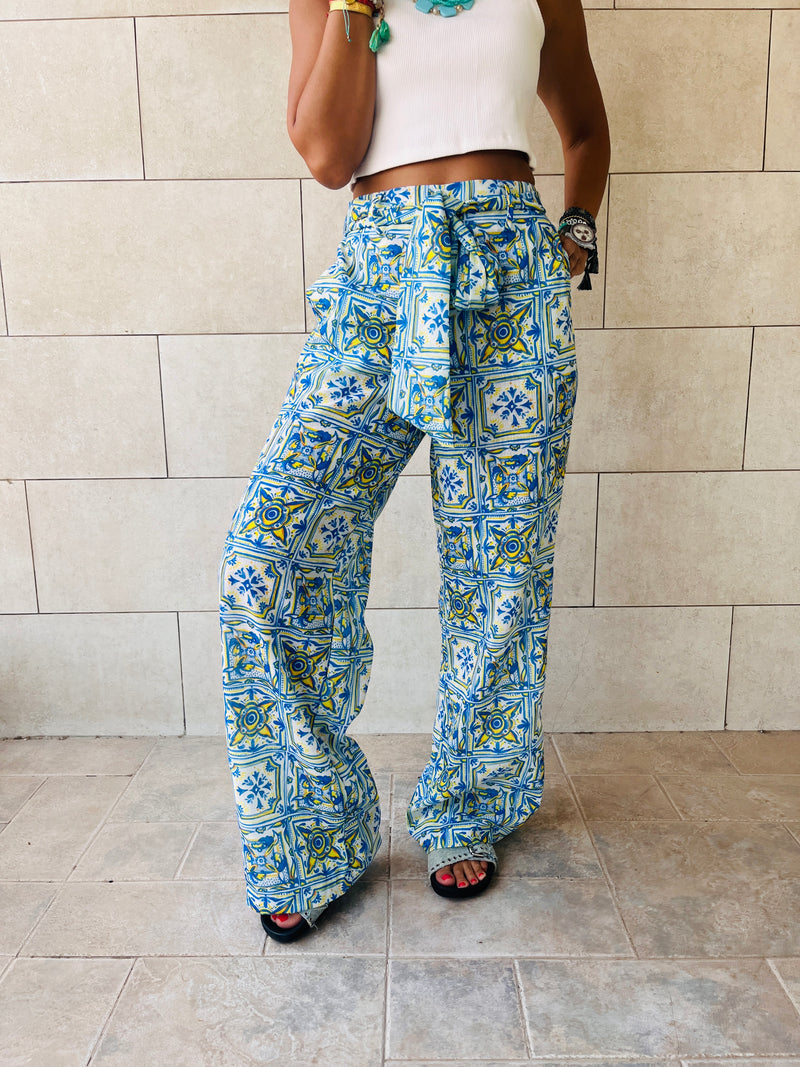 Paisley Print Linen Pants