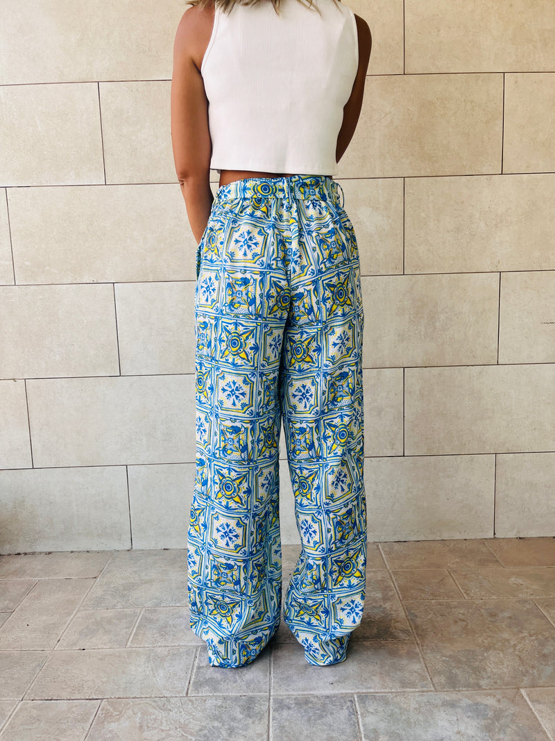 Paisley Print Linen Pants