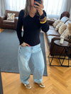 Black V-Neck Contour Elevated Pullover