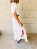 White Cut Through Linen Dress