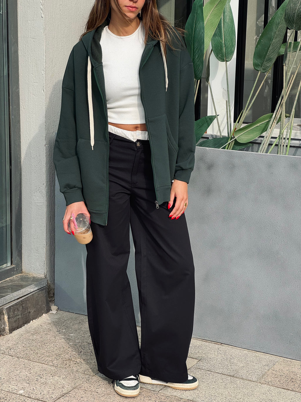 Teal Long Zip Up Hoodie