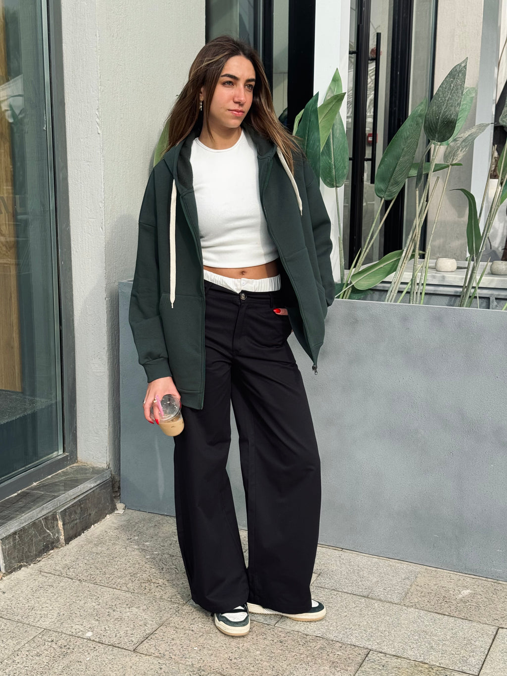 Teal Long Zip Up Hoodie