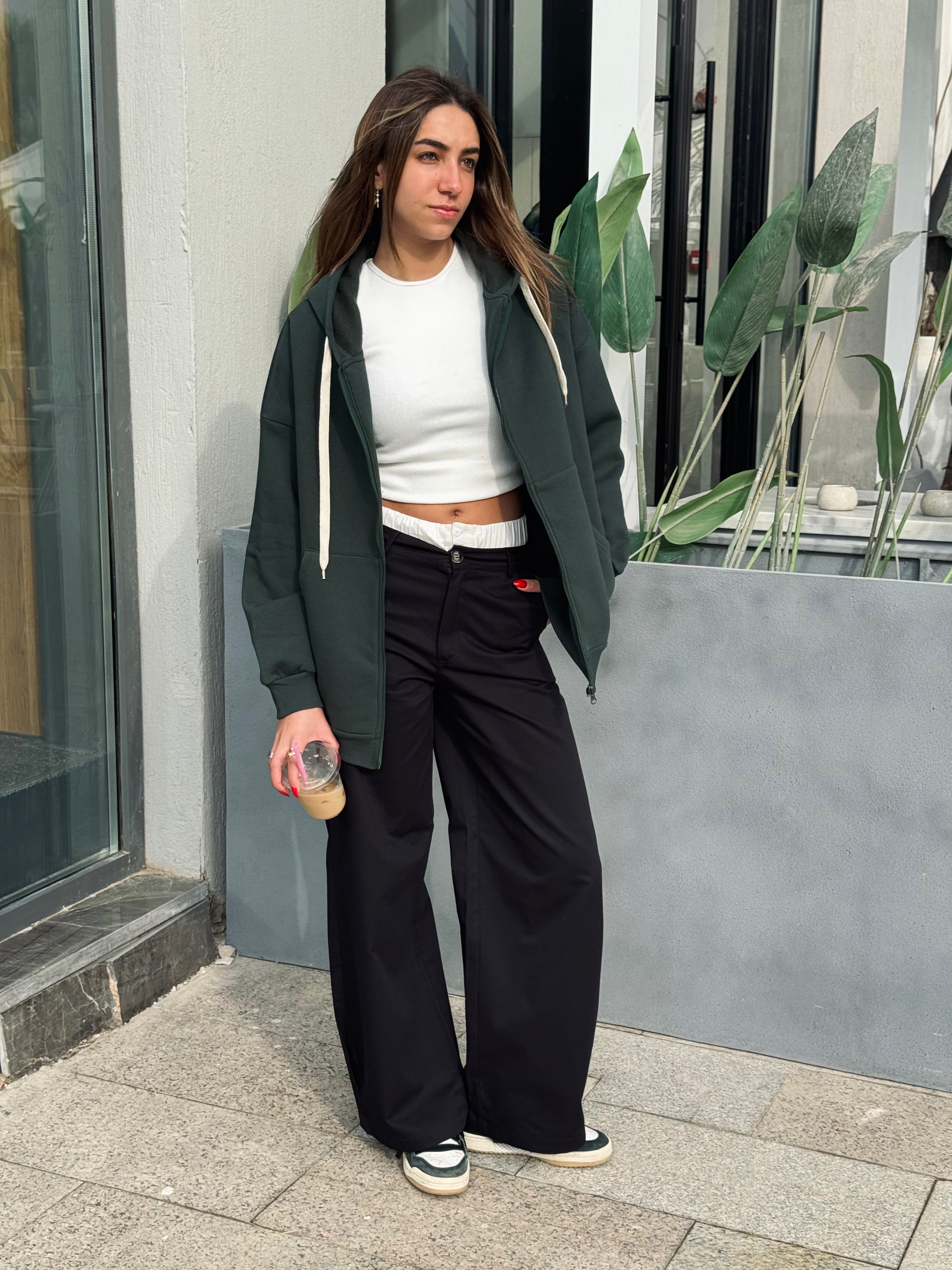 Teal Long Zip Up Hoodie