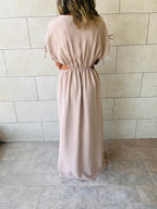 Beige Cut Through Linen Dress