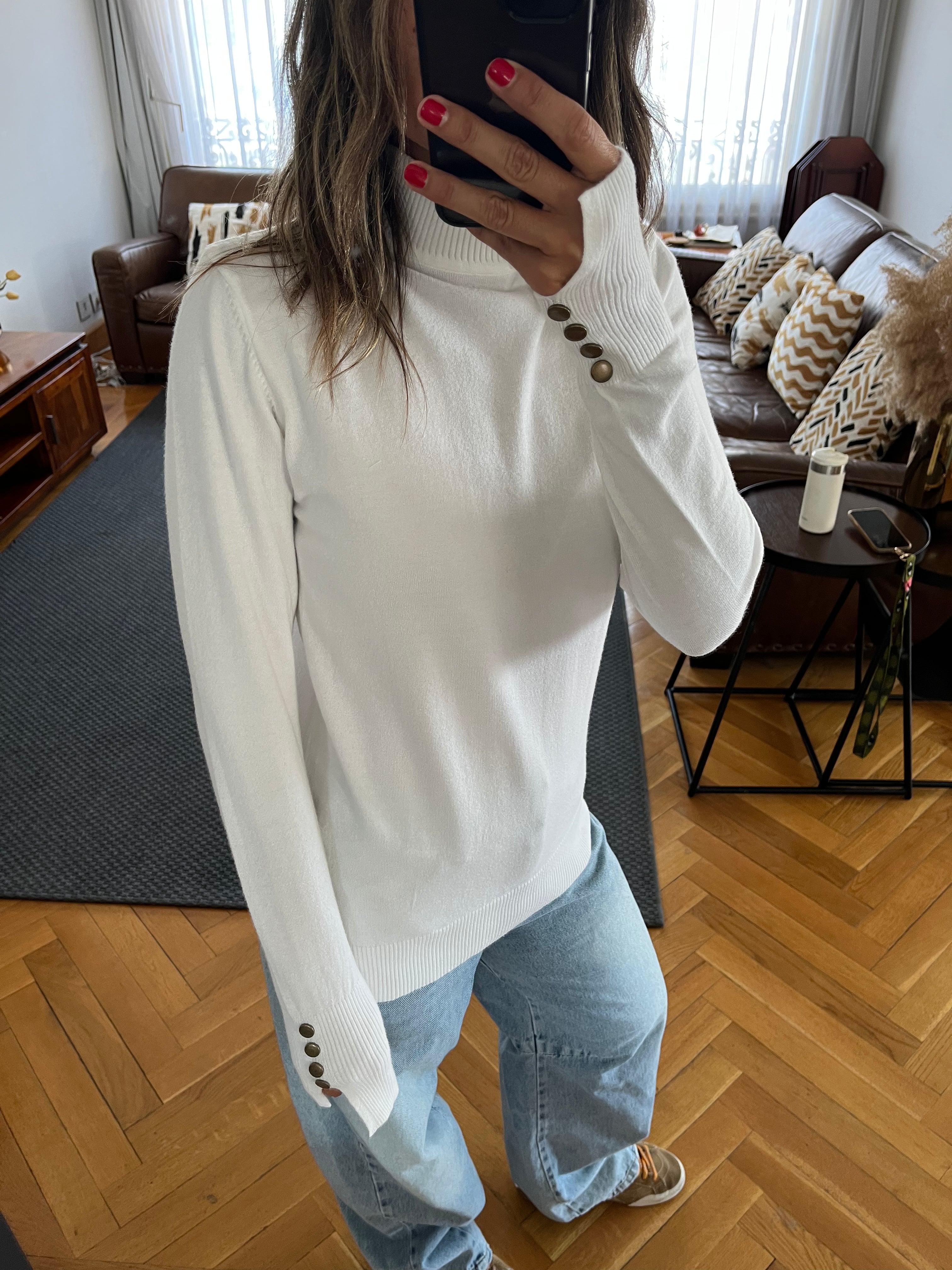 White Basic High Neck