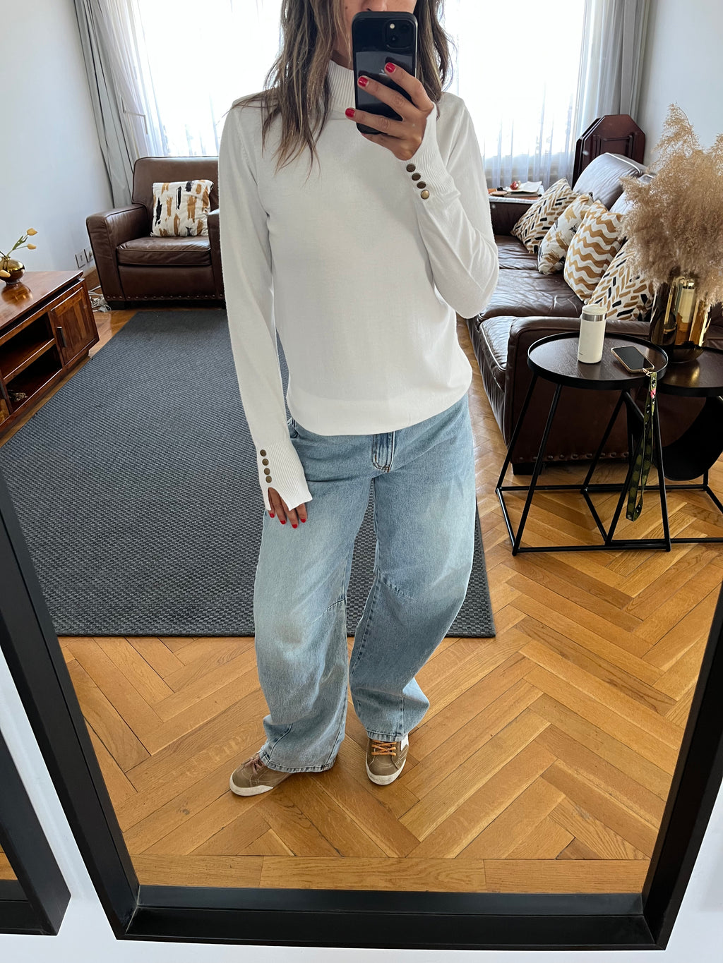 White Basic High Neck