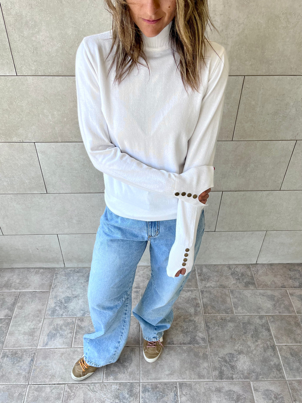 White Basic High Neck