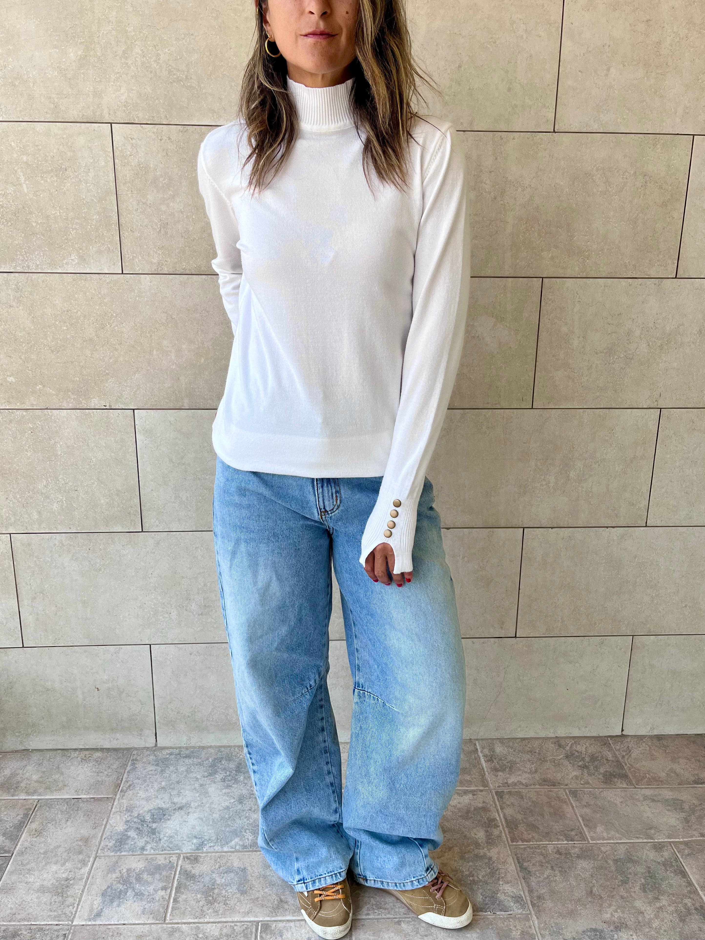 White Basic High Neck