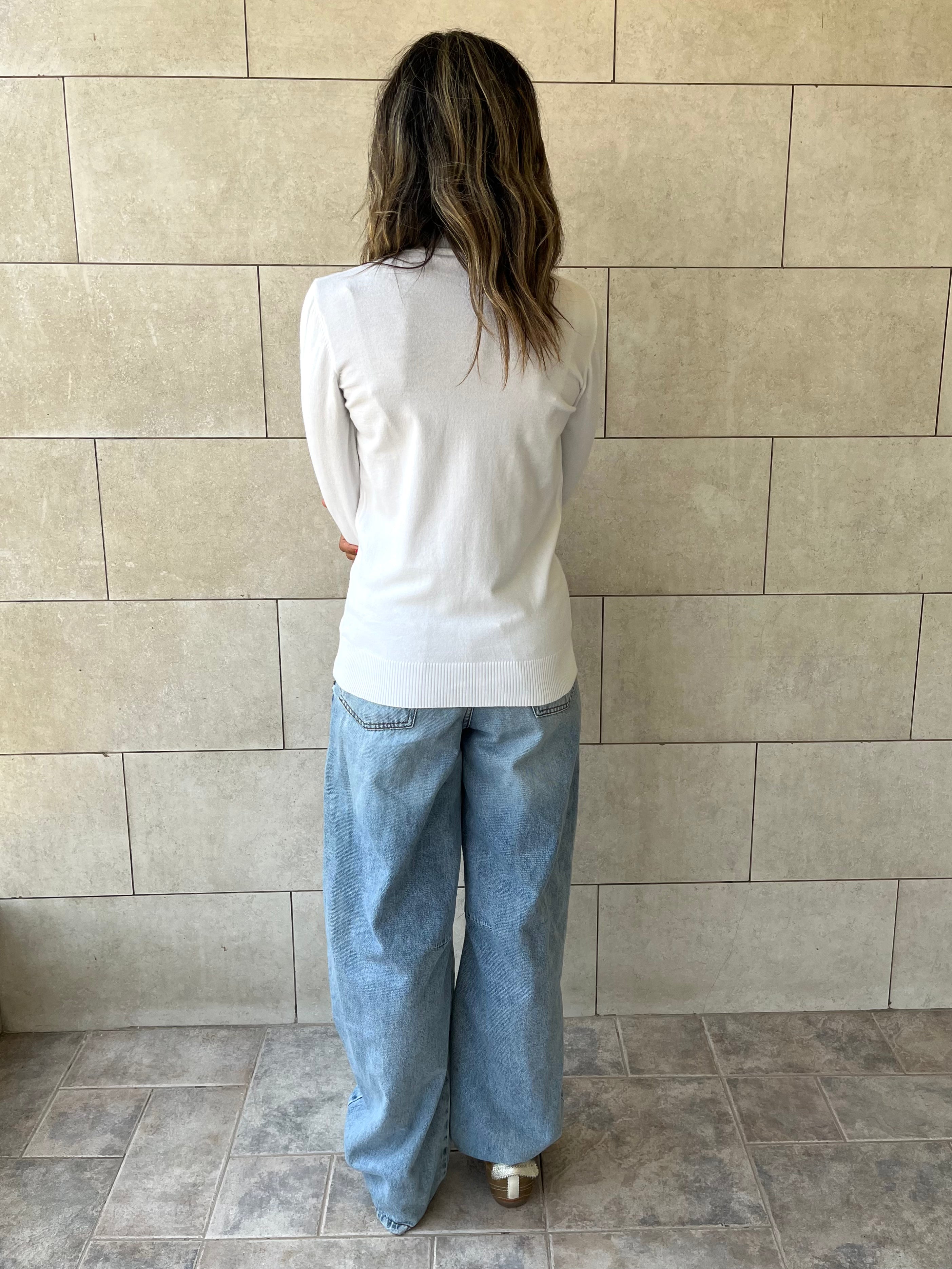 White Basic High Neck