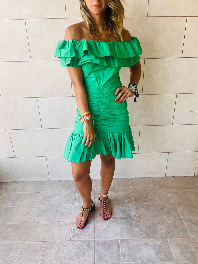 Green Snatch Linen Mini Dress