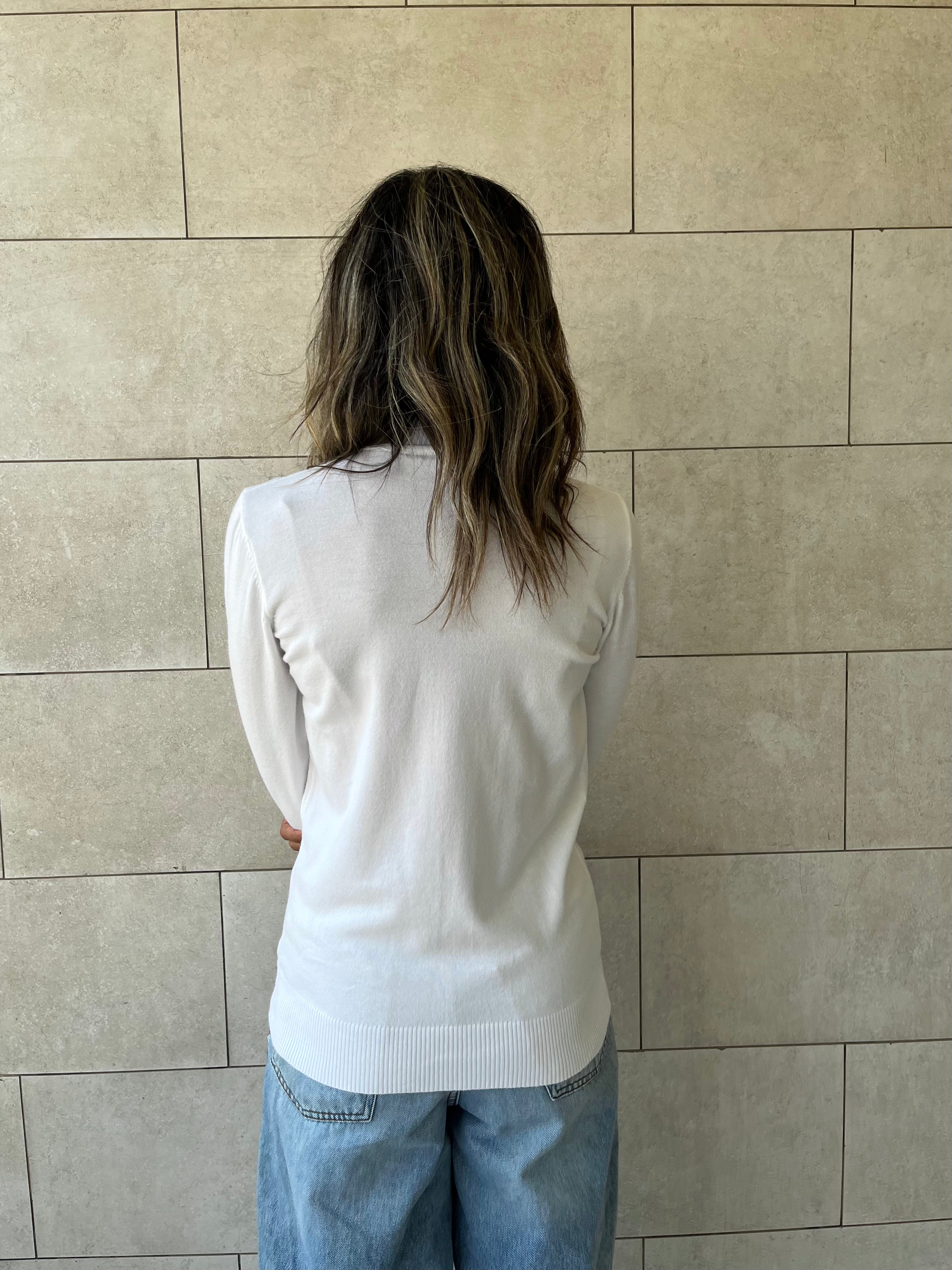 White Basic High Neck