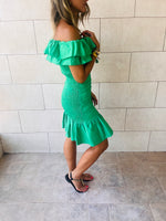 Green Snatch Linen Mini Dress