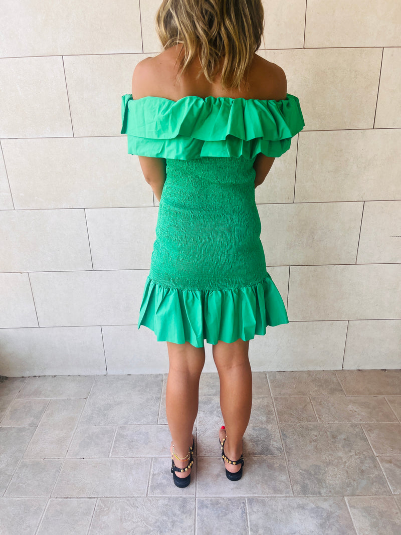 Green Snatch Linen Mini Dress