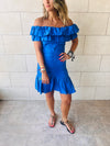 Blue Snatch Linen Mini Dress