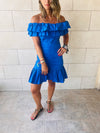 Blue Snatch Linen Mini Dress