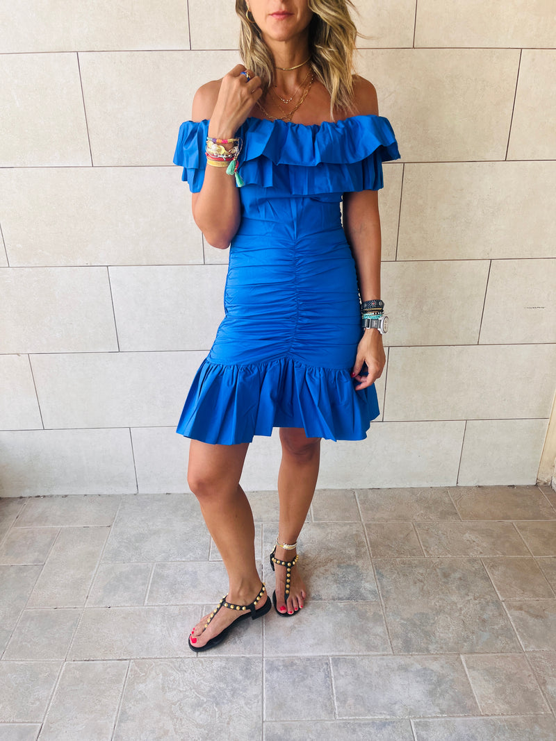 Blue Snatch Linen Mini Dress