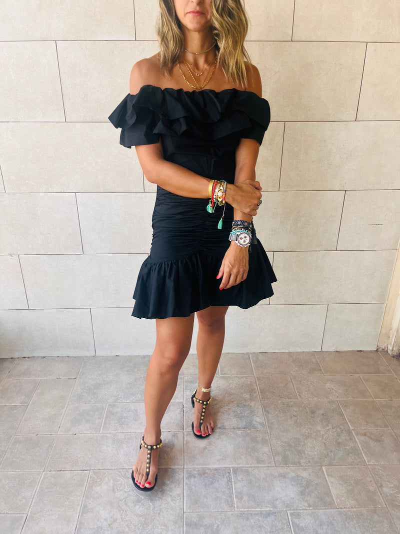 Black Snatch Linen Mini Dress