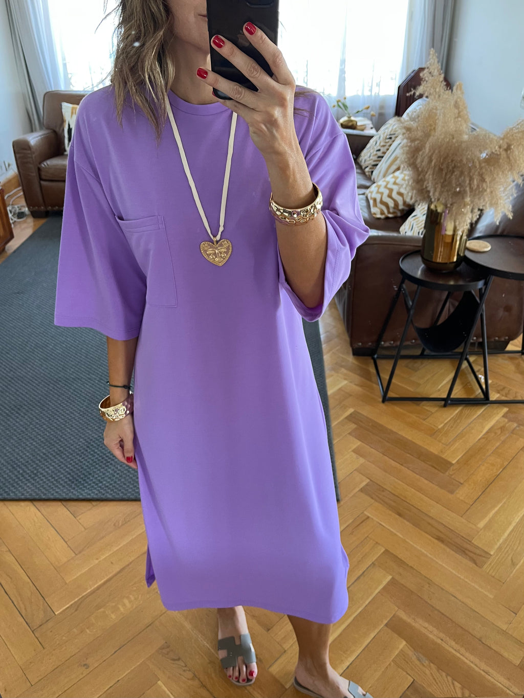 Purple Softline Shift Dress