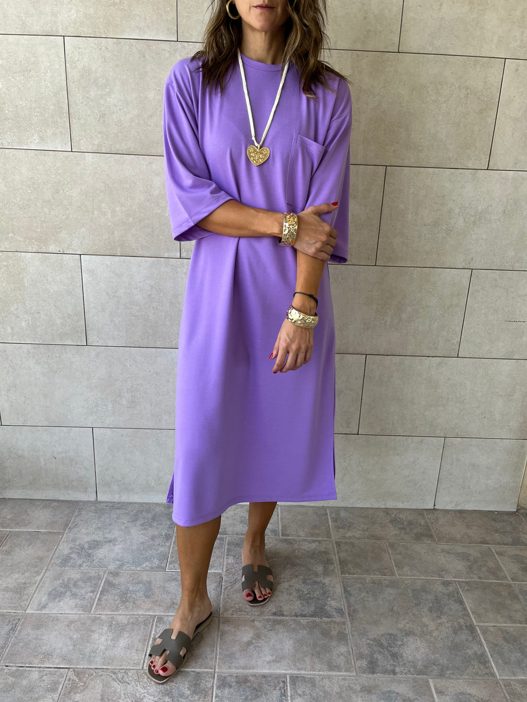 Purple Softline Shift Dress