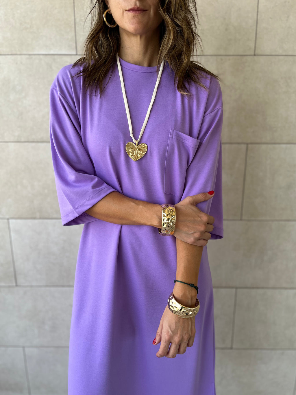 Purple Softline Shift Dress