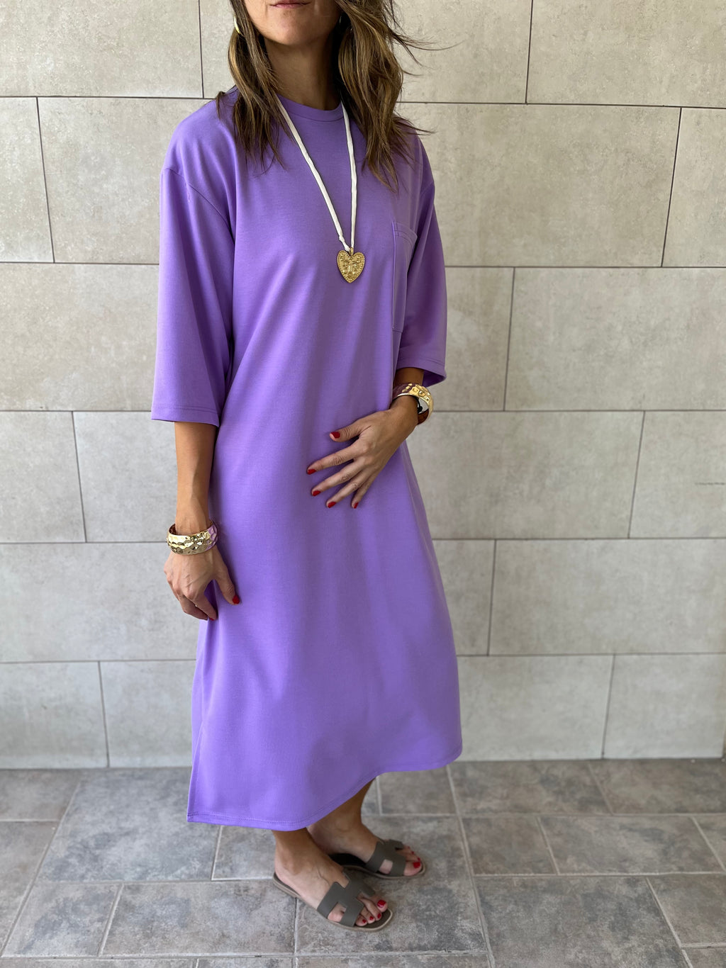 Purple Softline Shift Dress