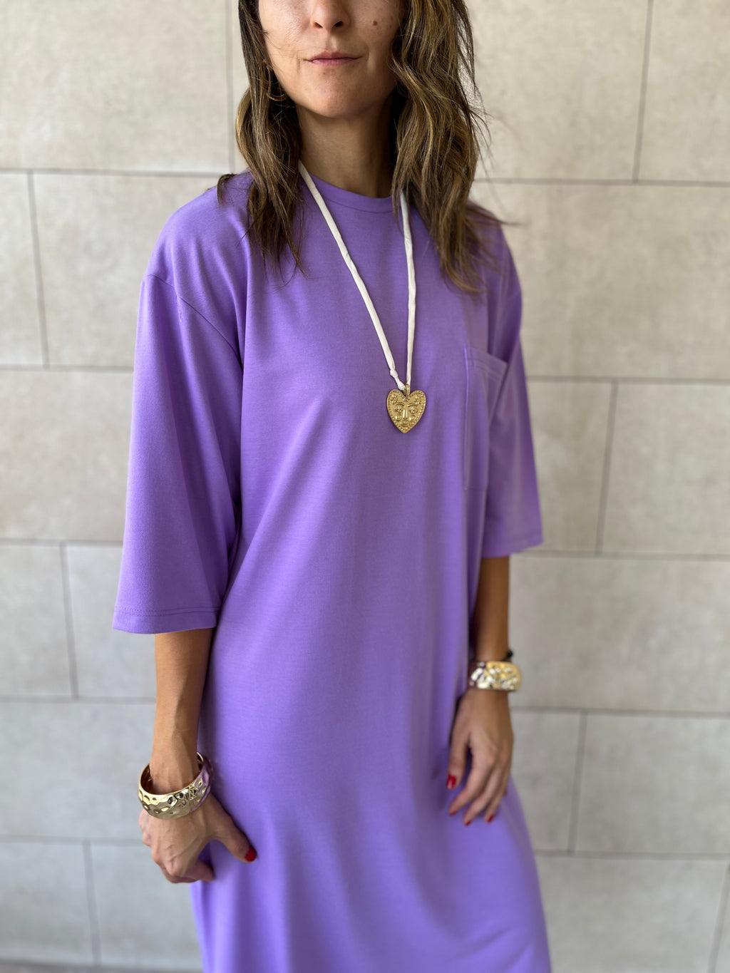 Purple Softline Shift Dress