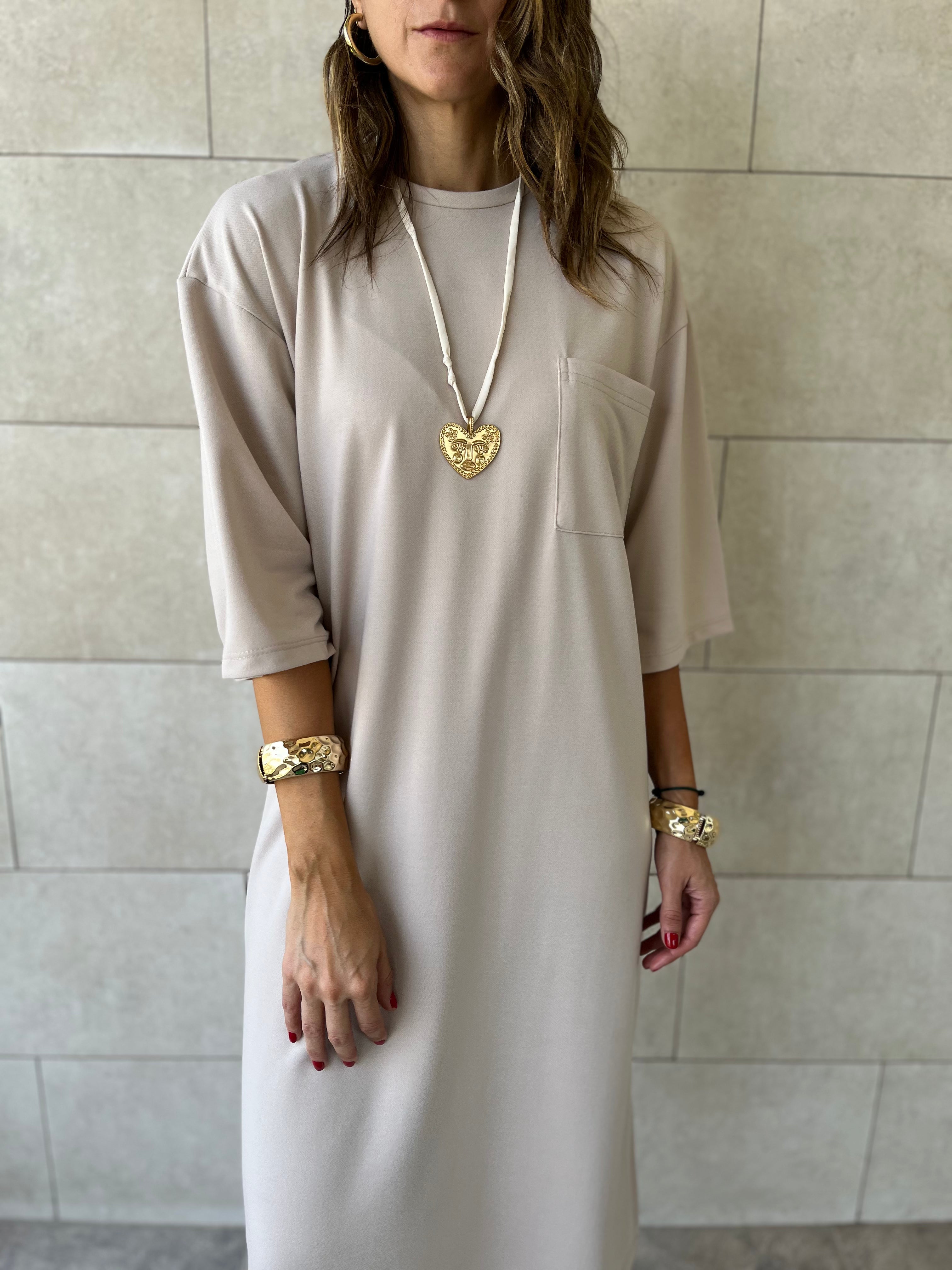 Beige Softline Shift Dress