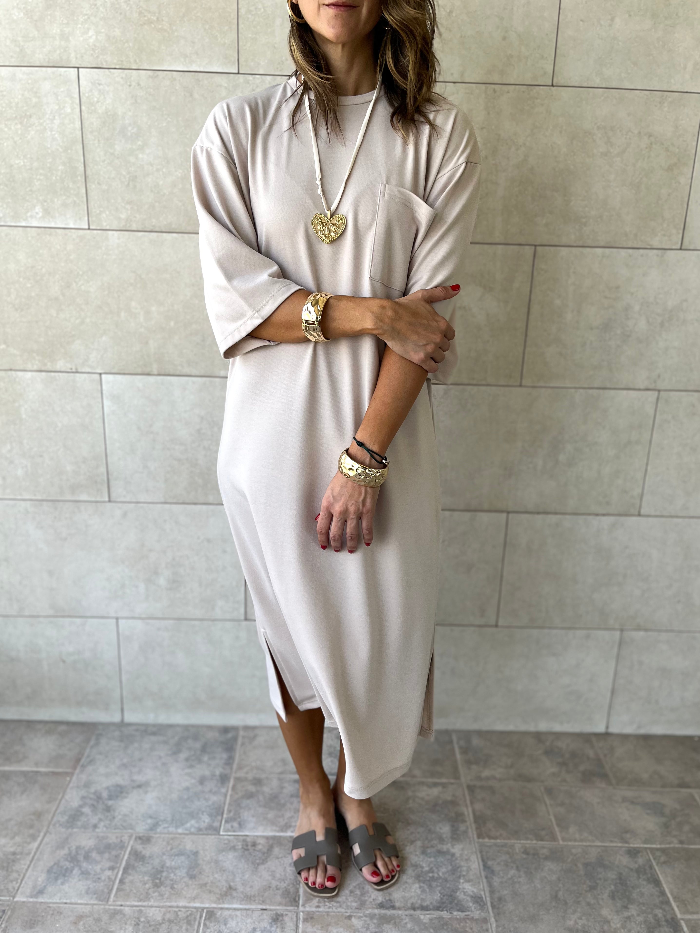 Beige Softline Shift Dress