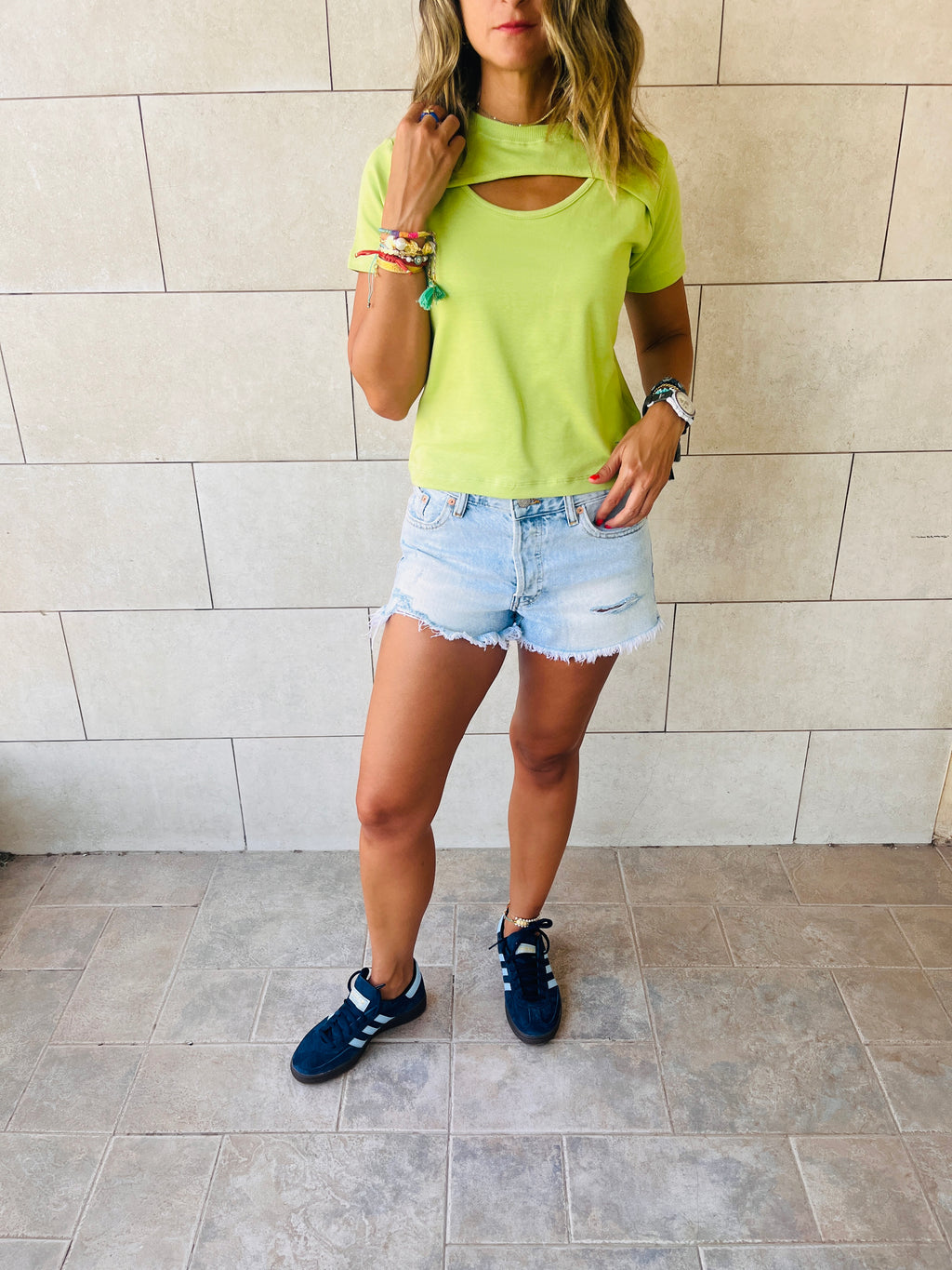 Lime Front Cut Out Essential Tee