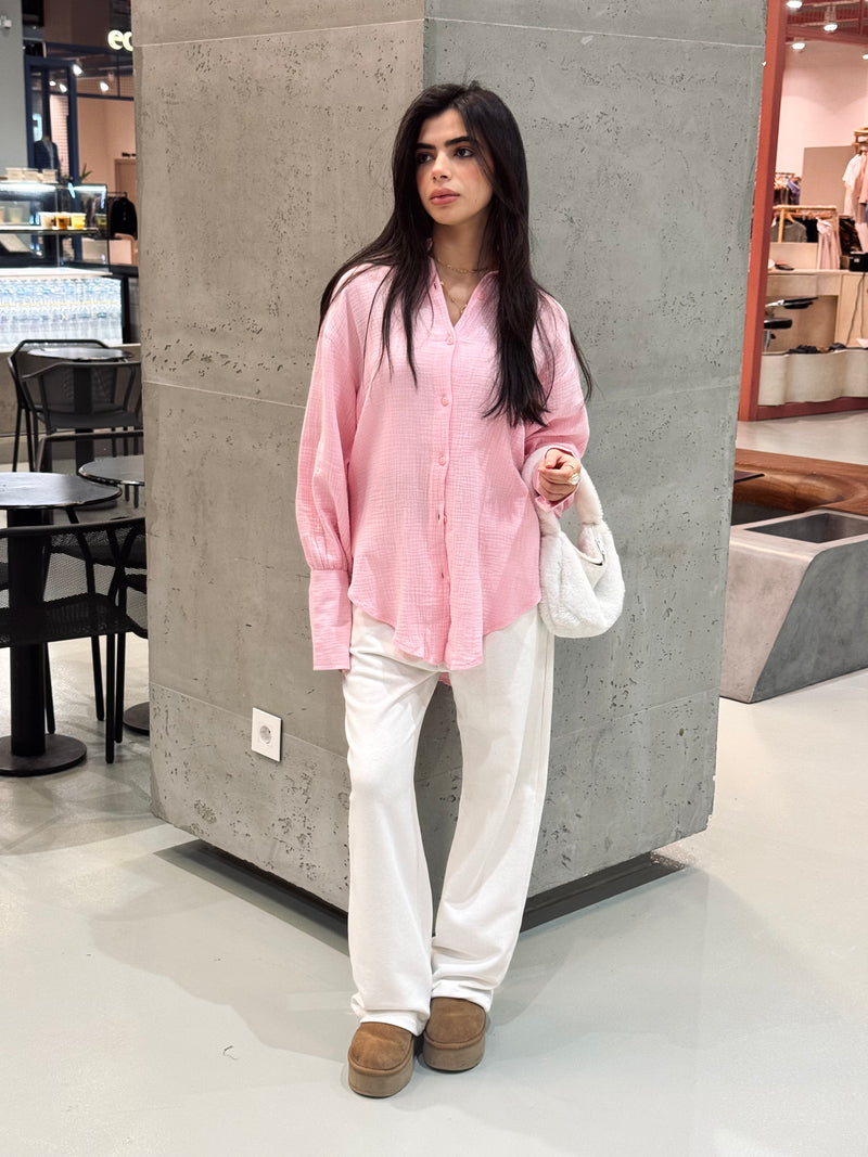 Pink Bubble Sleeve Everyday Shirt