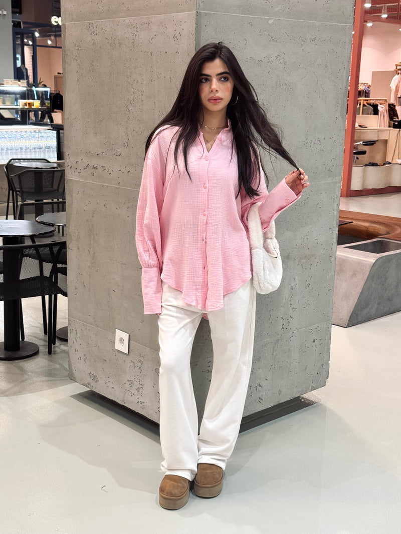 Pink Bubble Sleeve Everyday Shirt