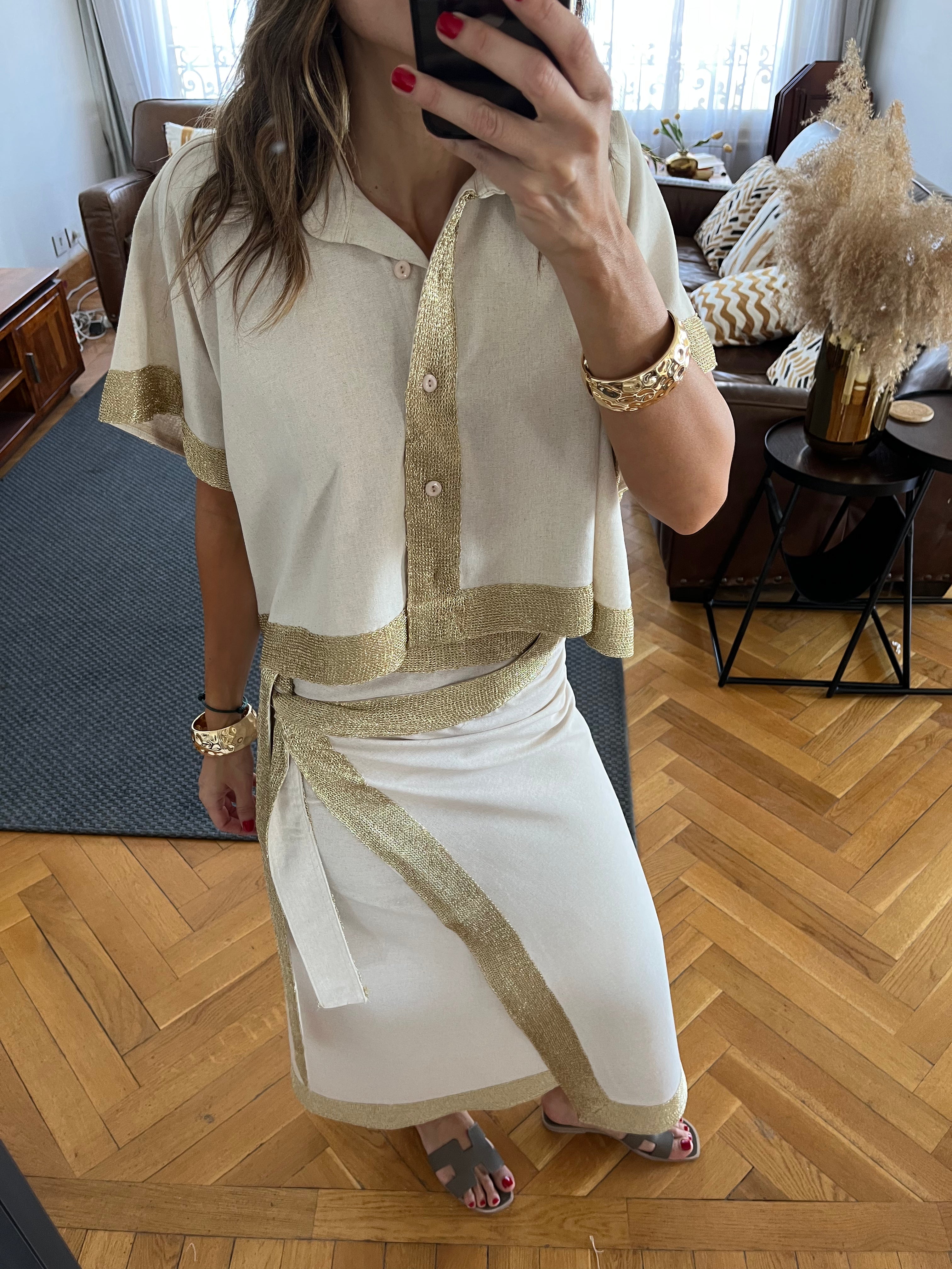 Golden Edge Cropped Shirt