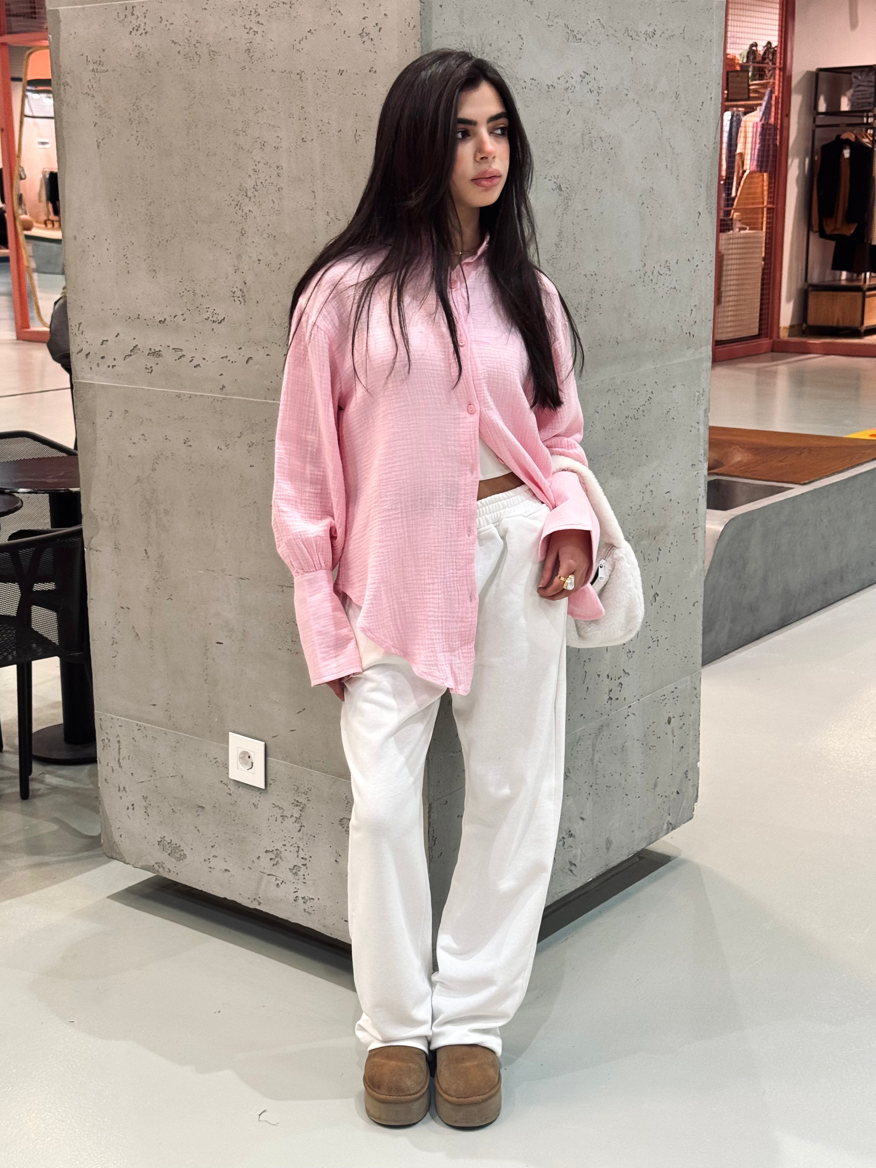 Pink Bubble Sleeve Everyday Shirt