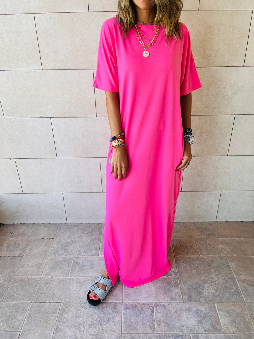 Fuchsia Fall Dayz Maxi T-Shirt Dress