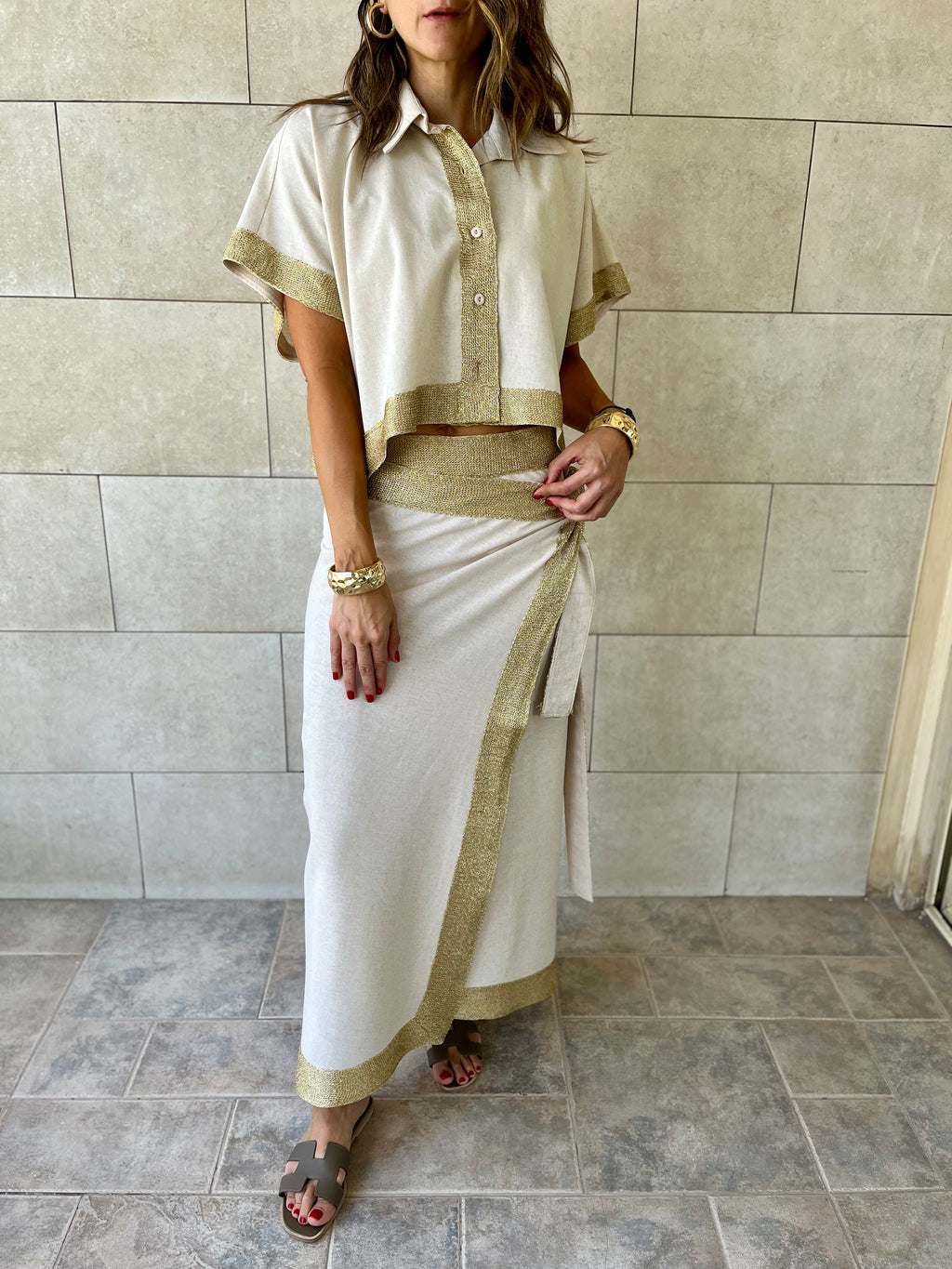 Golden Edge Cropped Shirt