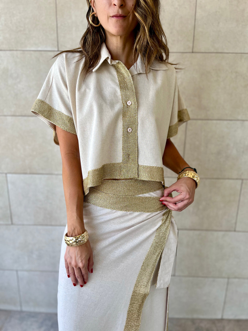 Golden Edge Cropped Shirt