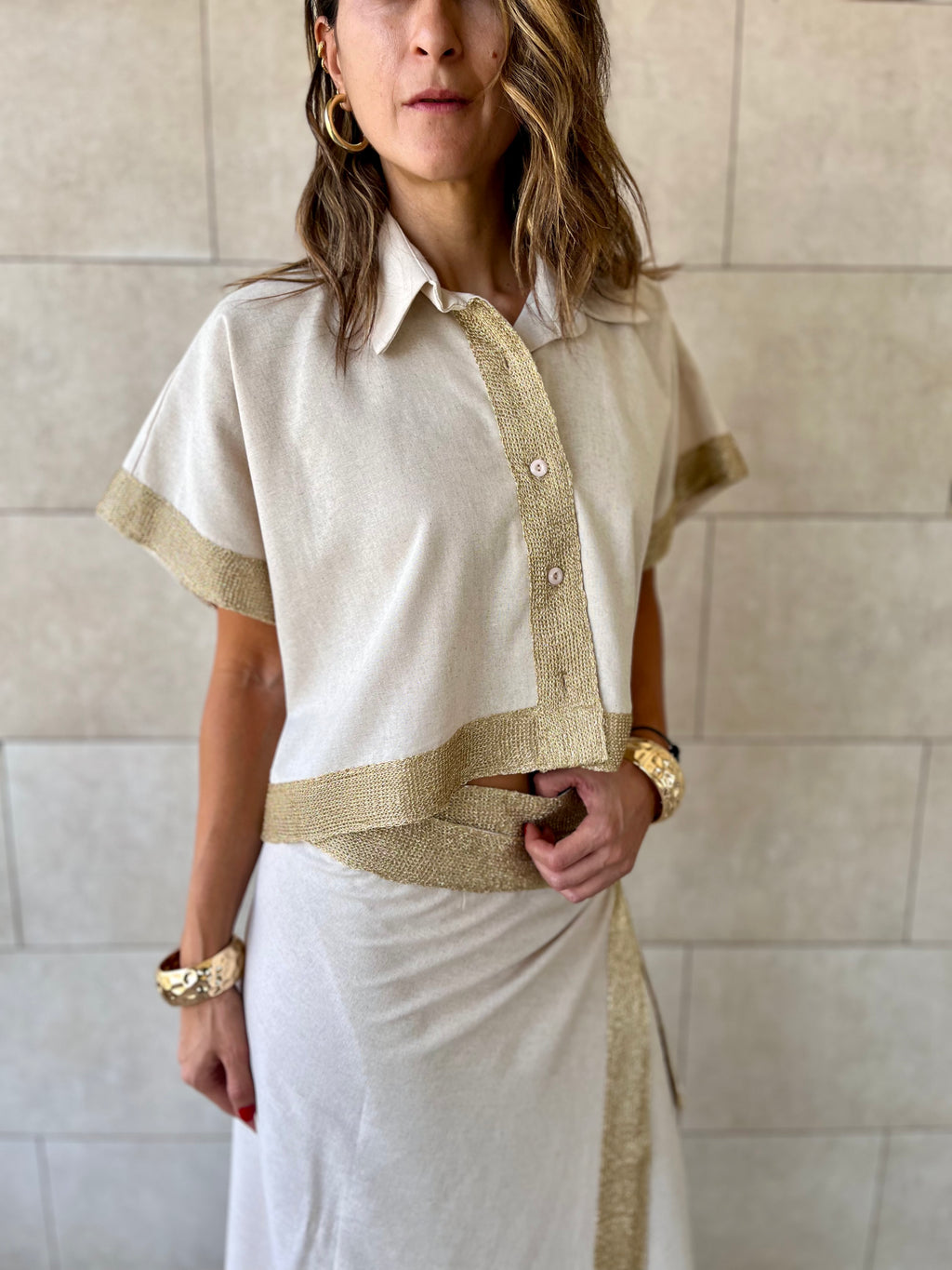 Golden Edge Cropped Shirt