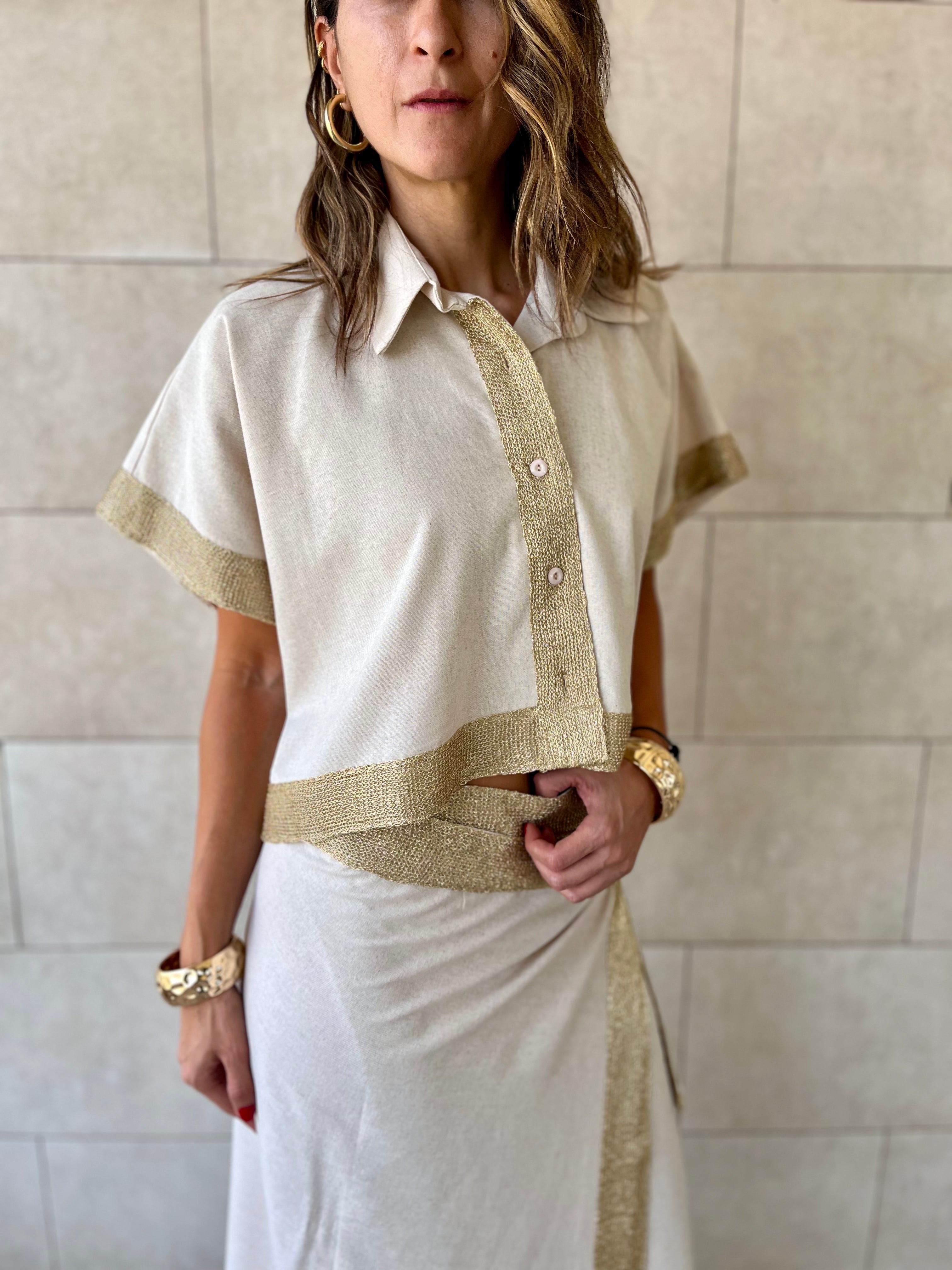 Golden Edge Cropped Shirt