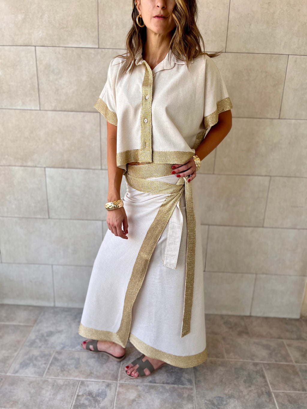 Golden Edge Cropped Shirt