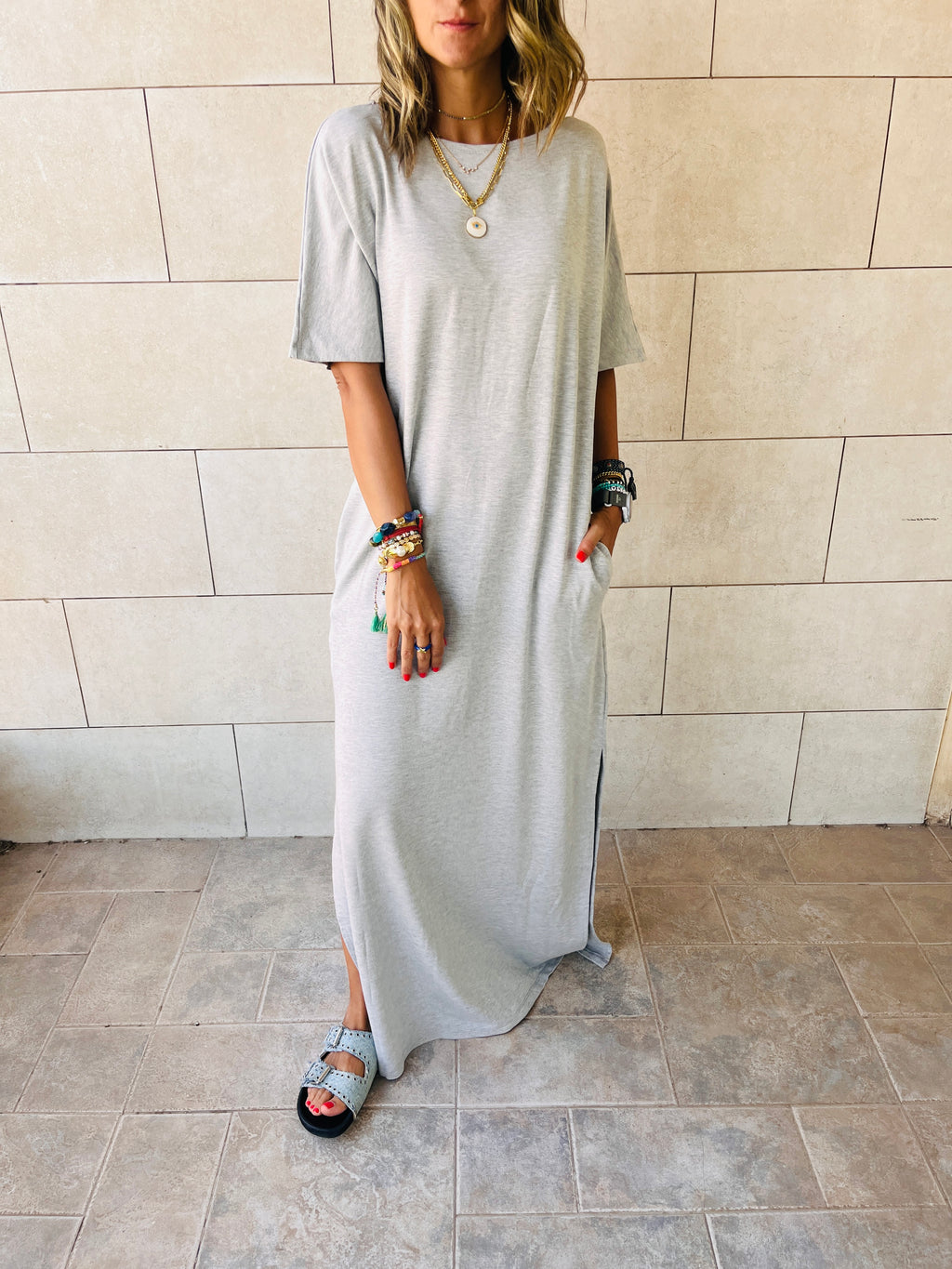 Grey Fall Dayz Maxi T-Shirt Dress