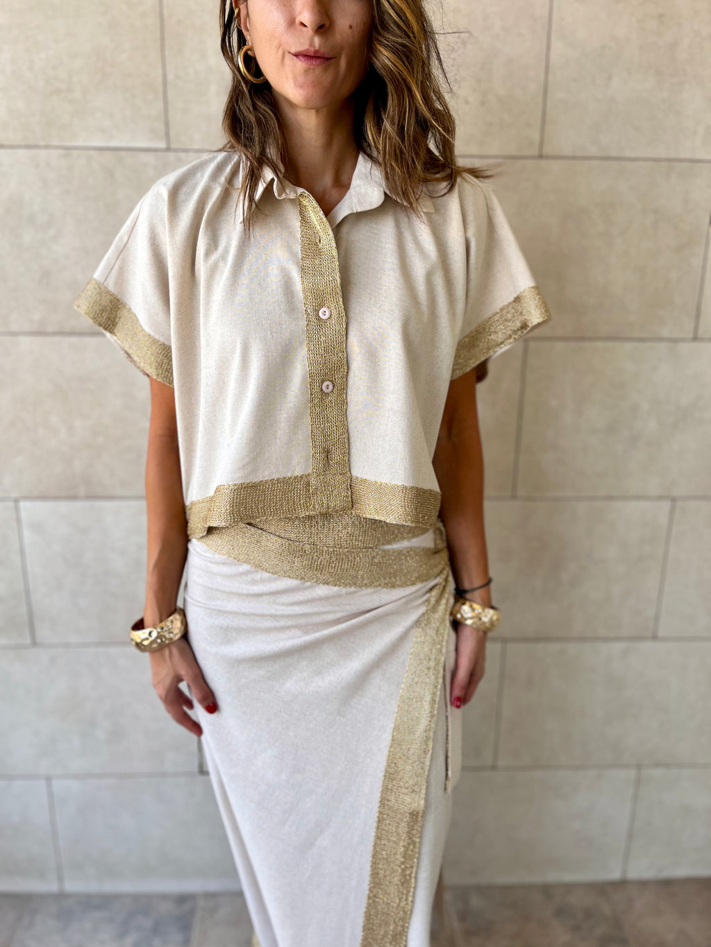 Golden Edge Cropped Shirt